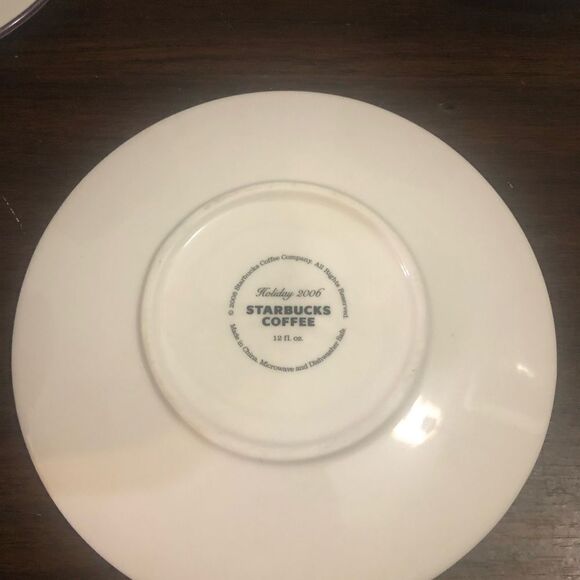 Starbucks Holiday 2006 Coffee Set Of 4 Plum Purple White Cup Saucer Mug - Picture 8 of 9